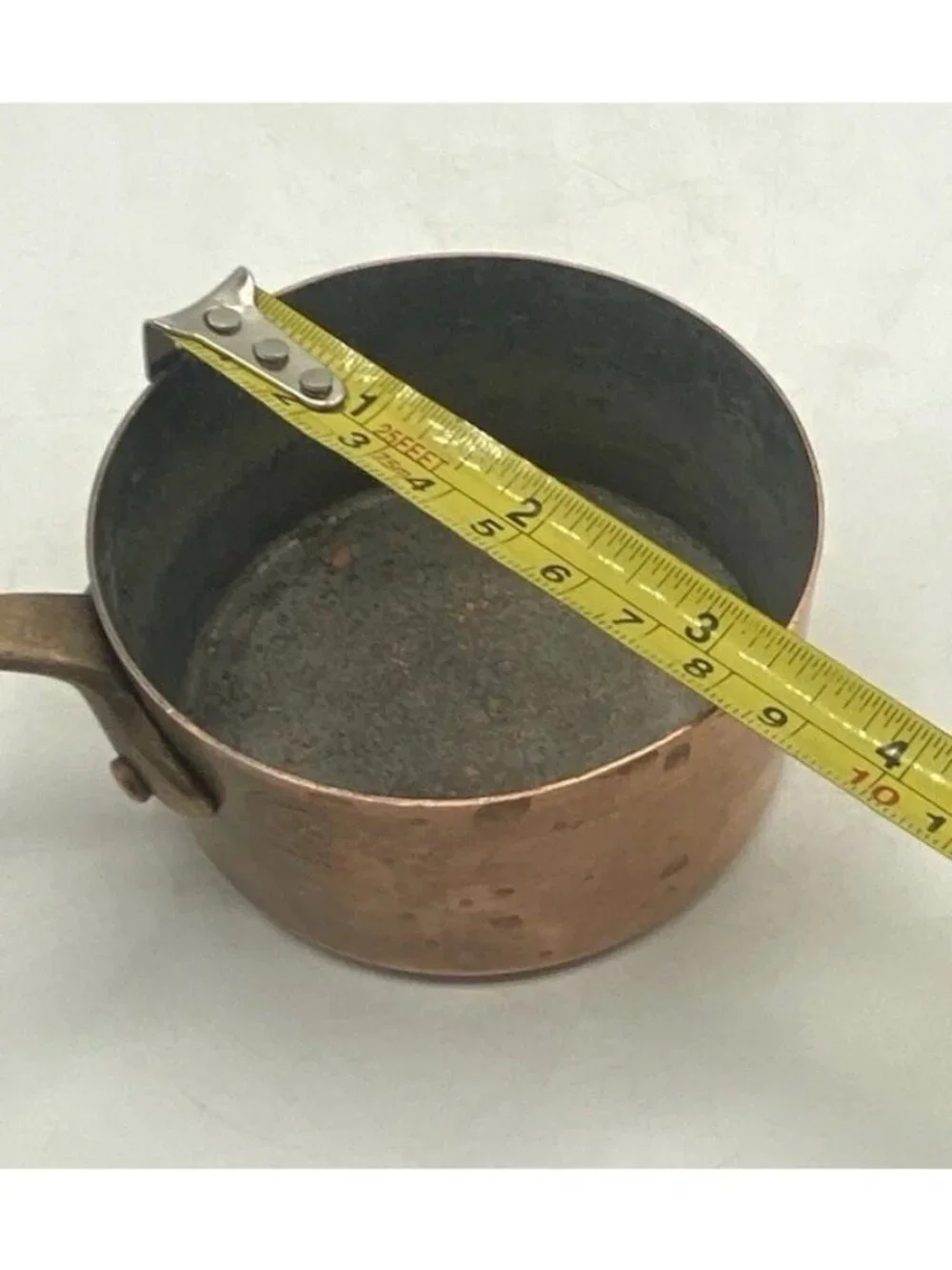 Small Vintage French Copper Pot Les Metaux Ouvres Saucepan Made In France